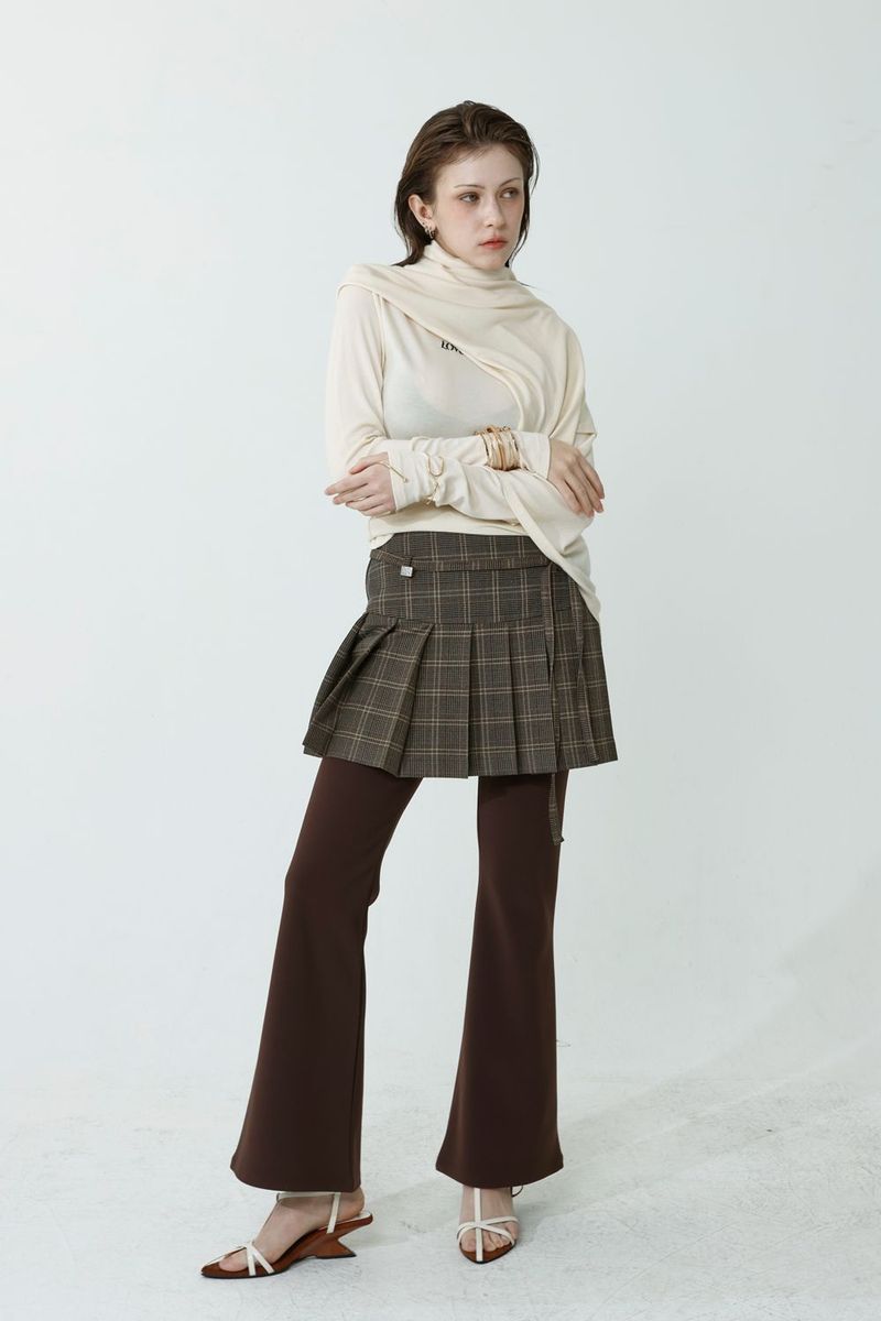 Loventina（ラヴェンティナ）の「FLARE SPAN FLEECE-LINED PANTS_BROWN（Pants）」