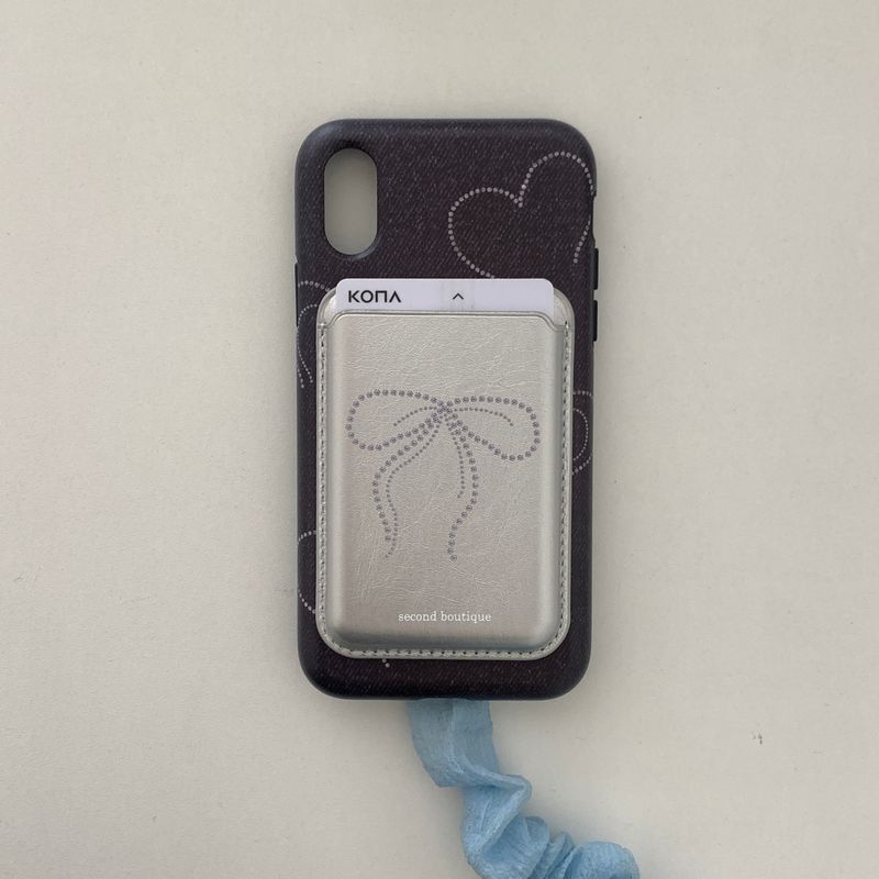 [MADE]  Twinkle ribbon magsafe card wallet(ver.2)_SILVER