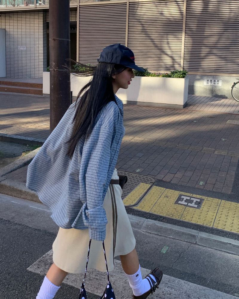 [ORIGINAL] Coconut Track Waffle Midi Skirt