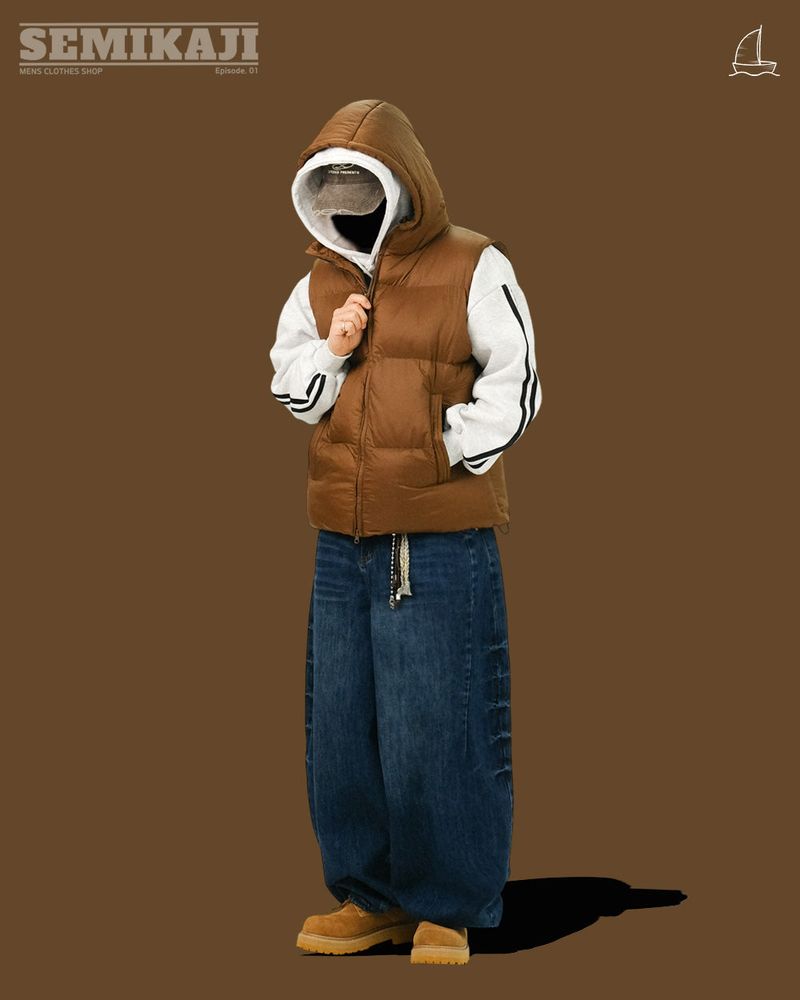 BD Side Button Balloon Denim Pants
