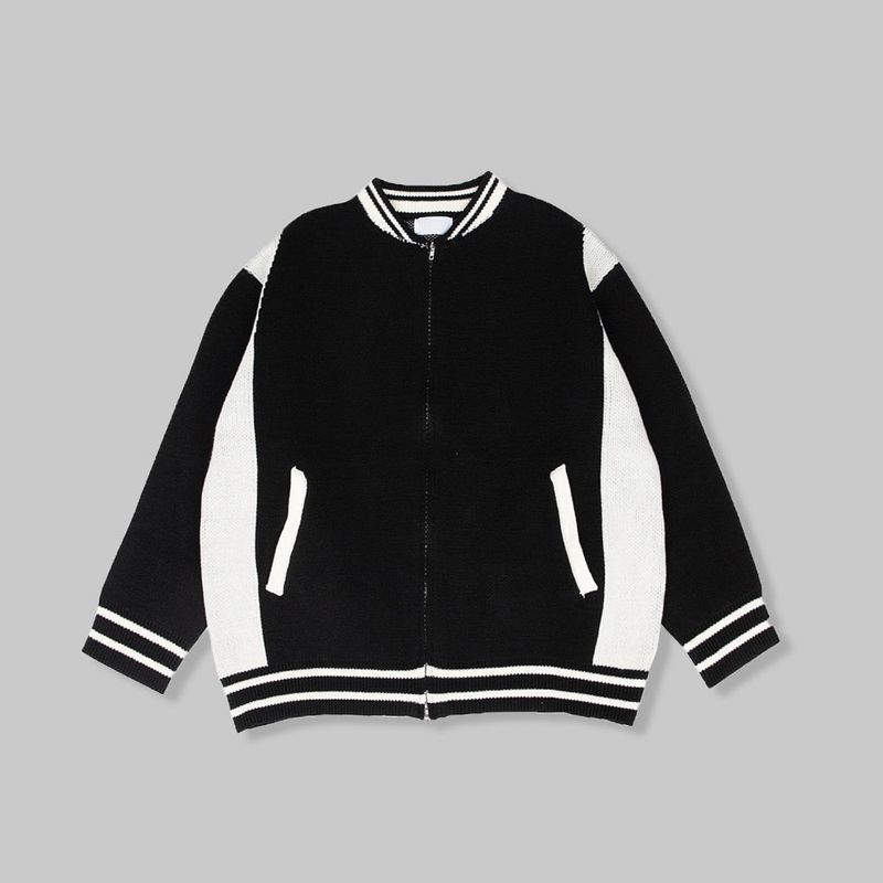 Noire Varsity Knit Zip-Up