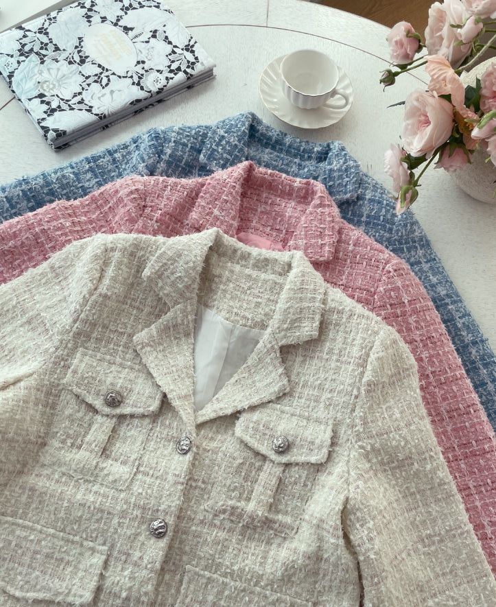 Ronda Mix Collar Pearl Tweed Jacket