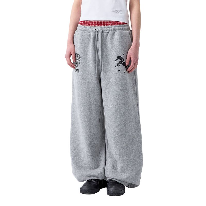 ODDSTUDIO（オッドスタジオ）の「Star Horse Check Layered Sweatpants - MELANGE GRAY（Pants）」