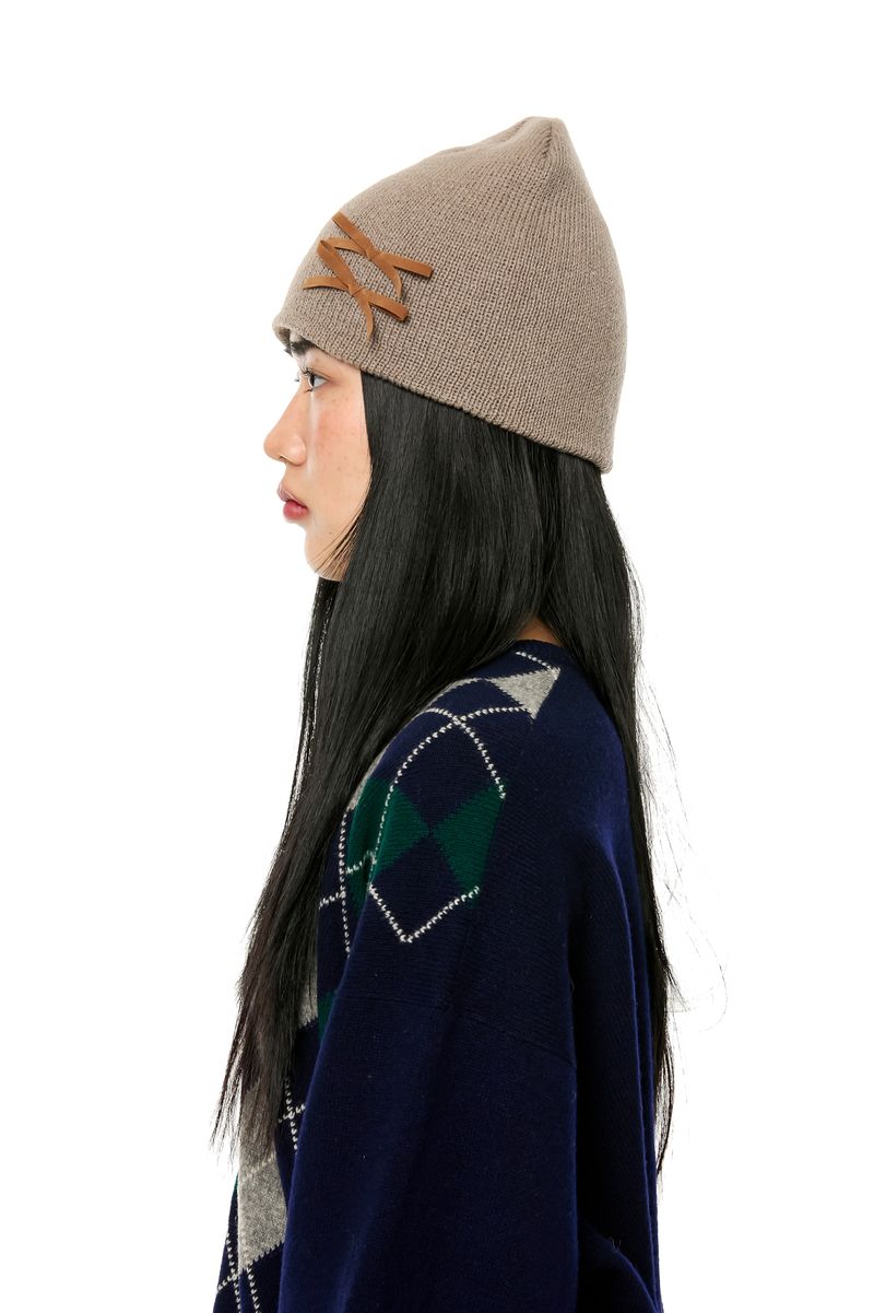 MINI RIBBON BEANIE / BEIGE