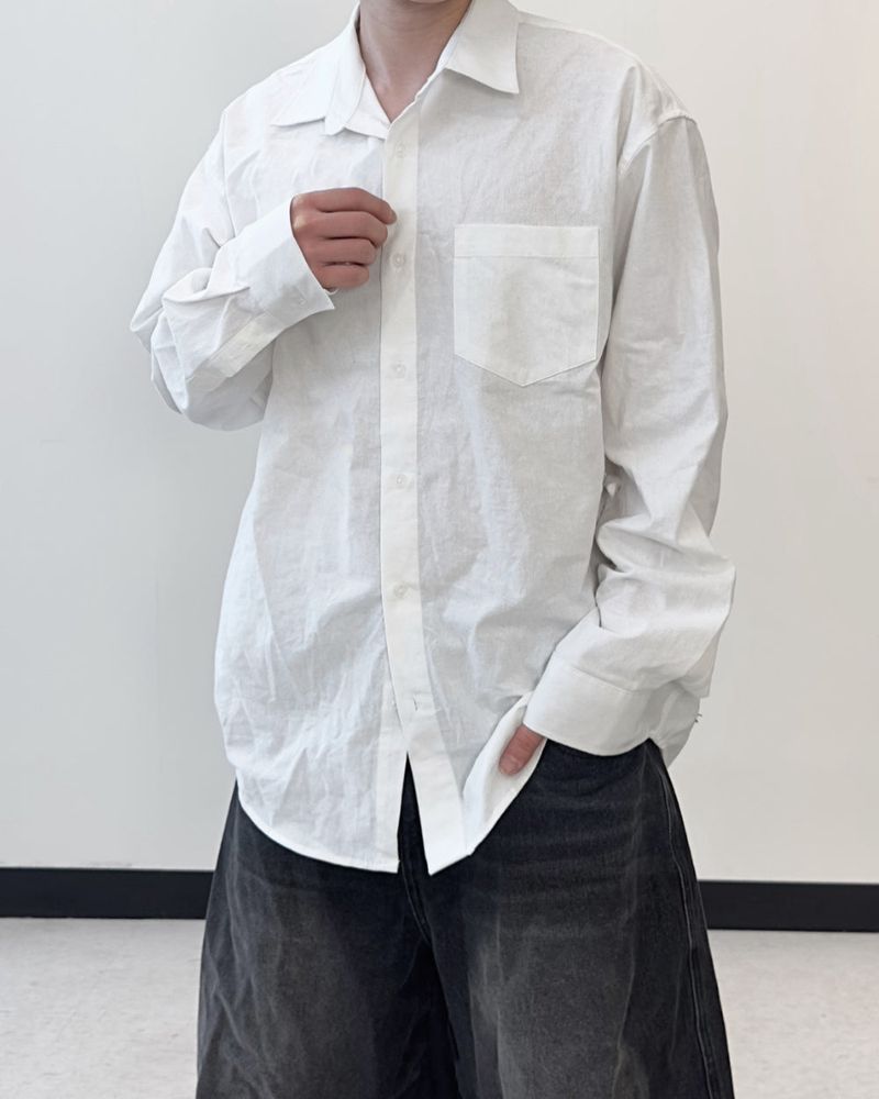 Formal Cotton Washed Oversized Shirt