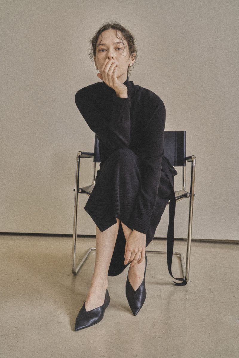 UNBALANCED KNIT DRESS_BLACK