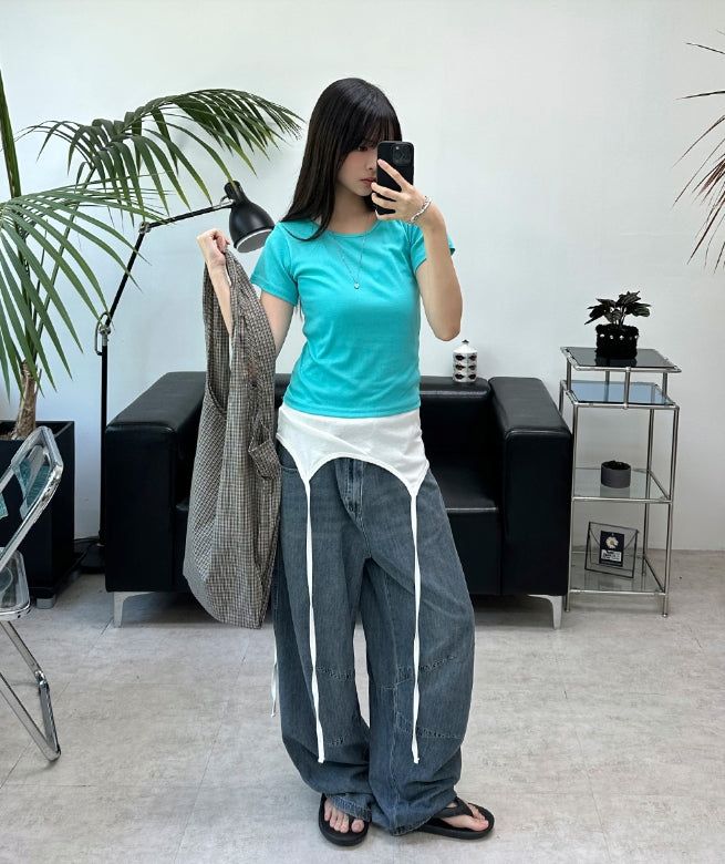 Defen Color Round Short Sleeve Tee