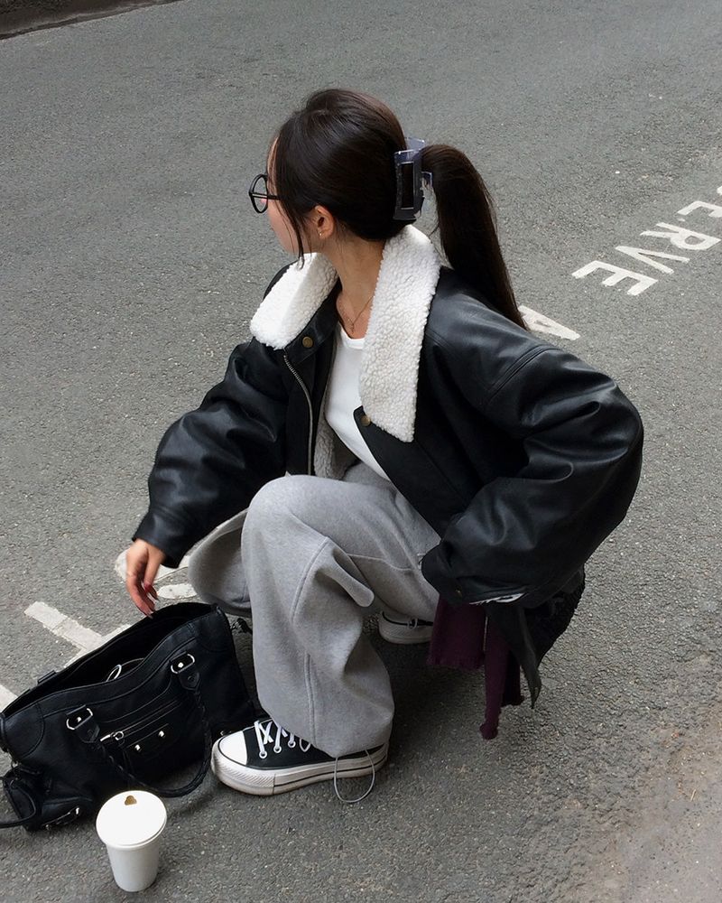 [ORIGINAL] Penta Leather Wool Shearling Jumper