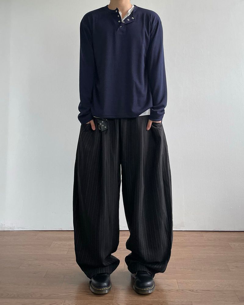 Drape Stripe Banding Slacks