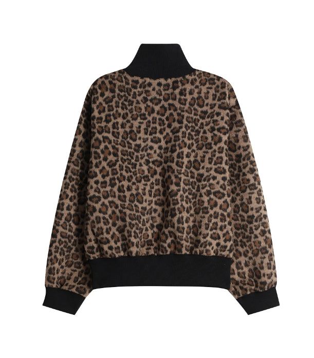 Neto Leopard High Neck Zip-up