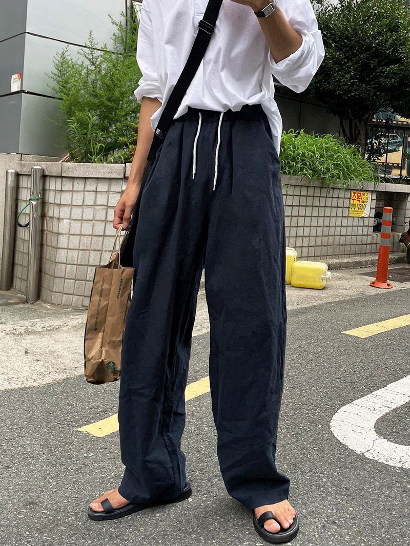 ice linen banding pants