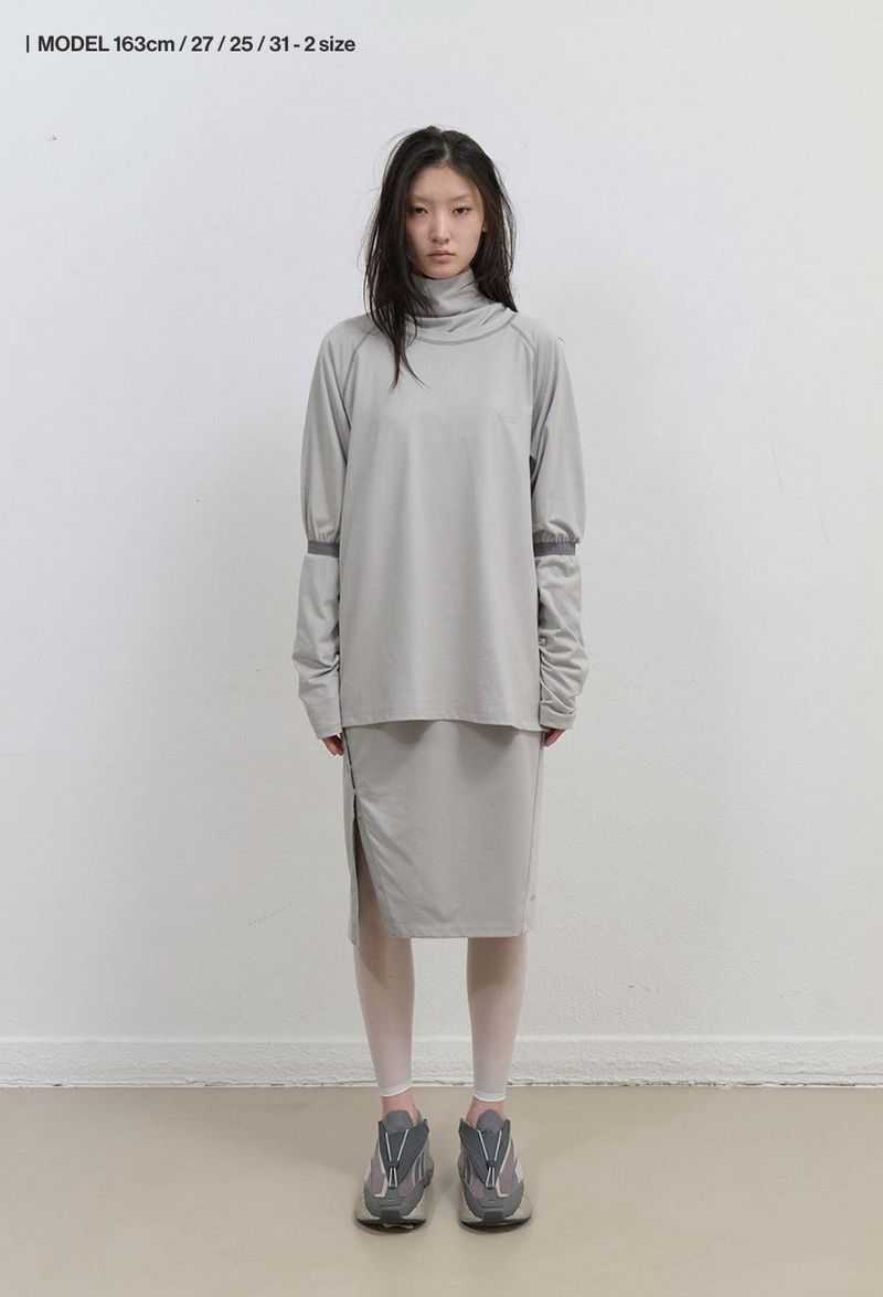 Mesh Band Puff Sleeve / Mint Grey