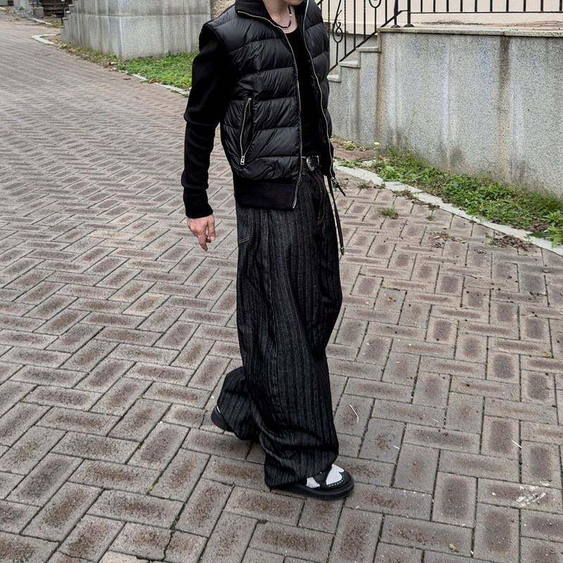 Herringbone Curved Denim Pants