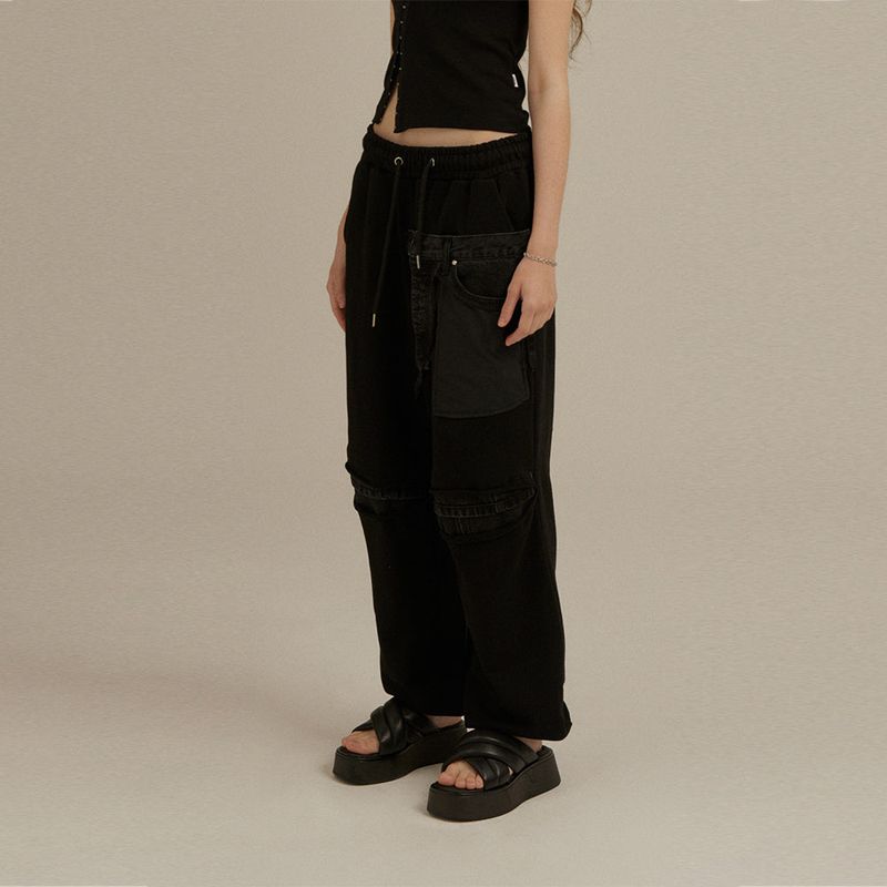 Destroyed Denim Sweatpants_Black