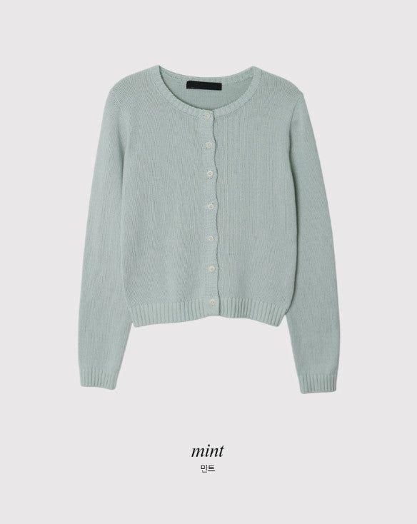 Basic Cotton100 Round Knit Cardigan (7color)