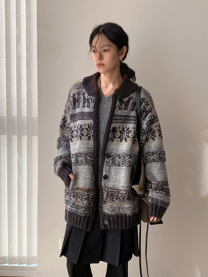 dereborujo(ドレボルゾー)の「Deep green wool Nordic knit cardigan(Jackets/Outerwear)」