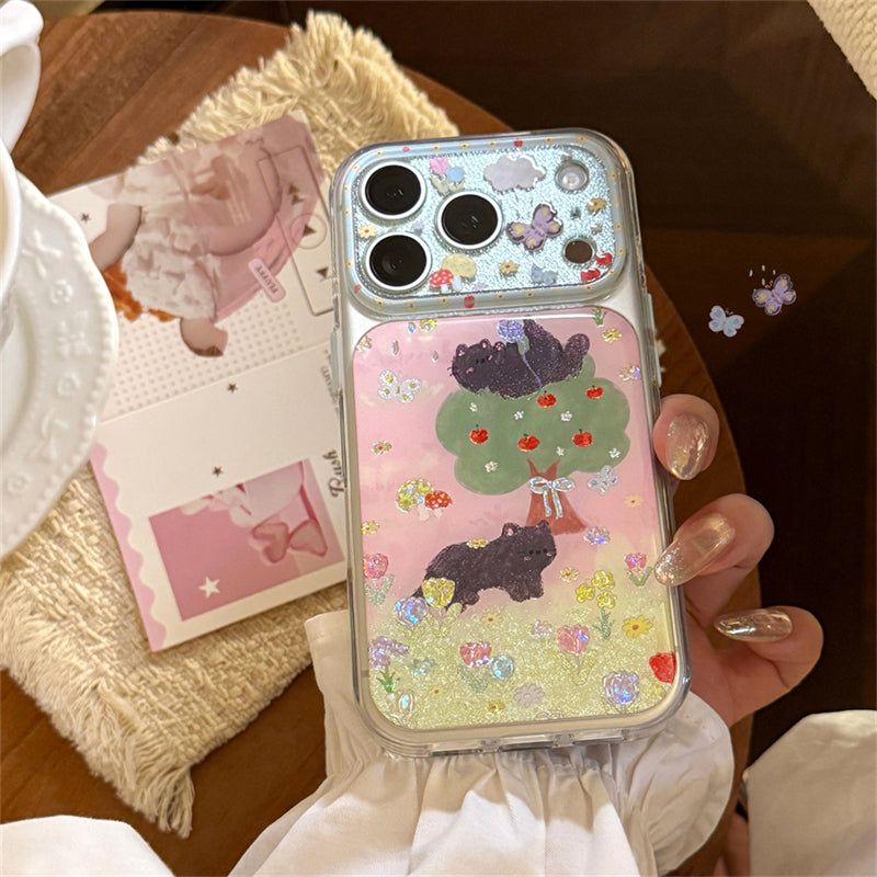 Forest Cat Gold Accent iPhone Case