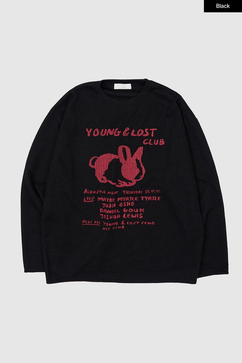 Club rabbit printed knit