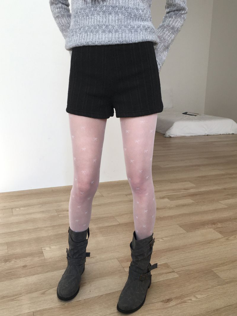 [Brushed lining] syoota ribbed short knit pants