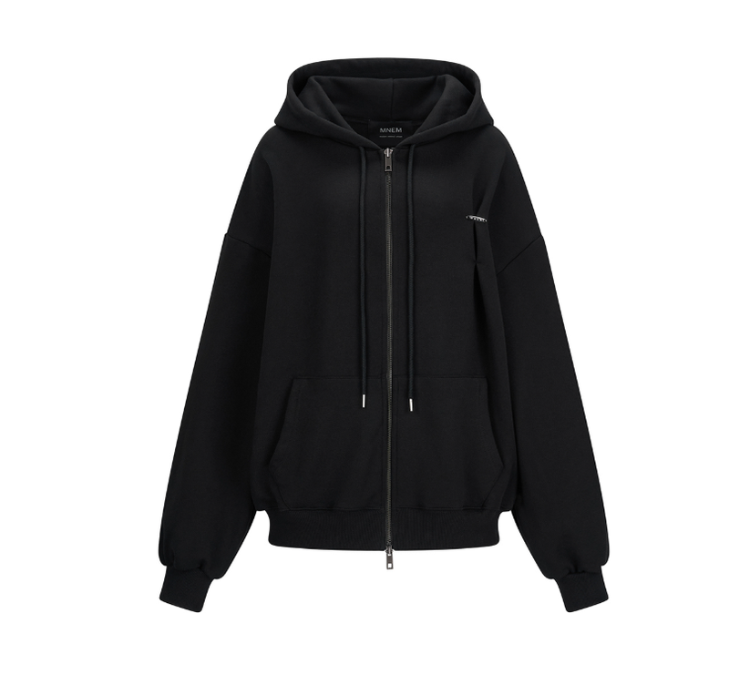 mnem（ムネム）の「[mnem] Cozy Pintuck Hoodie Zip-Up (black)（Tops）」