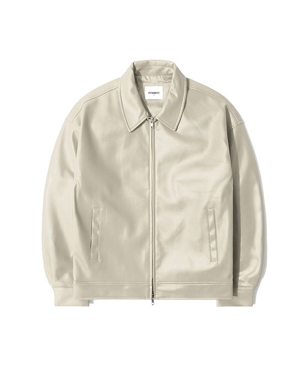 QT8 GARMENTS（キューティーエイトガーメント）の「LB Synthetic Leather Single Jacket (Cream)（Jackets/Outerwear）」