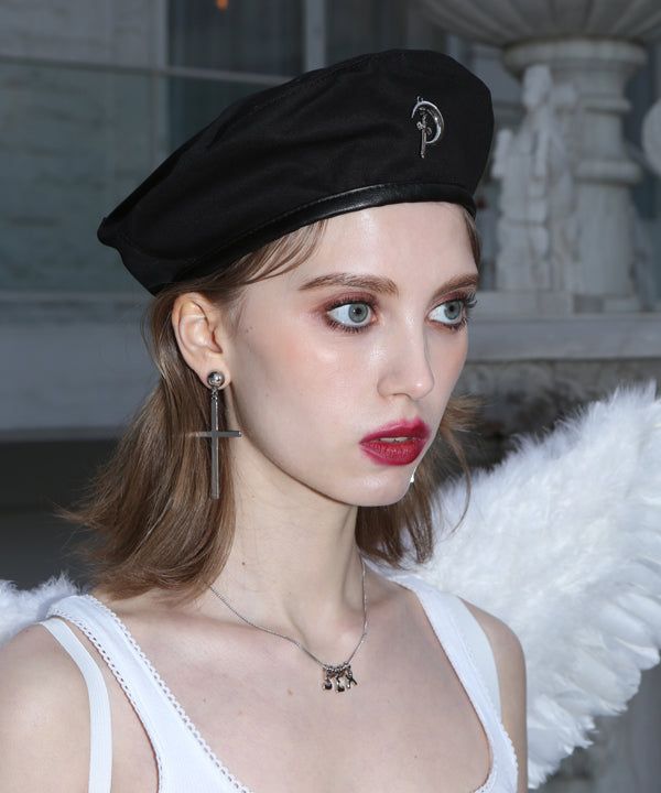 moon and cross beret