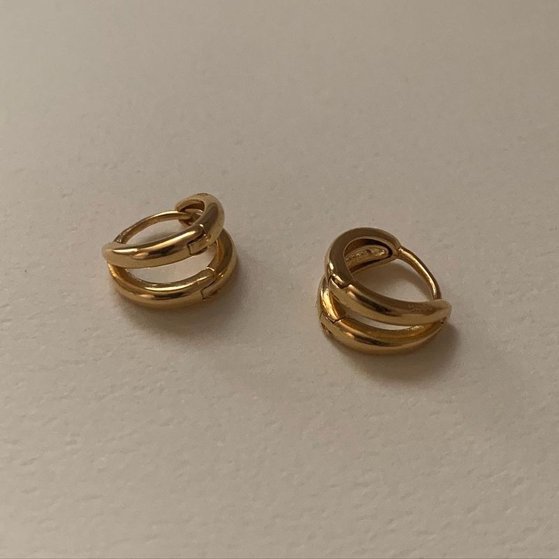 (silver925) Two line one touch earrings *gold