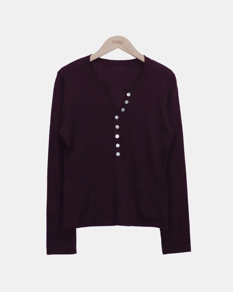 Chea Button V-Neck Long-Sleeve Knit