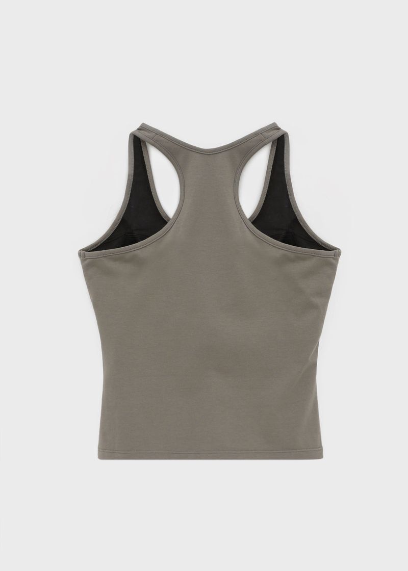 [B-BASIC] Basic Cotton Span Mango Halter Neck Sleeveless (Built-in Cap)
