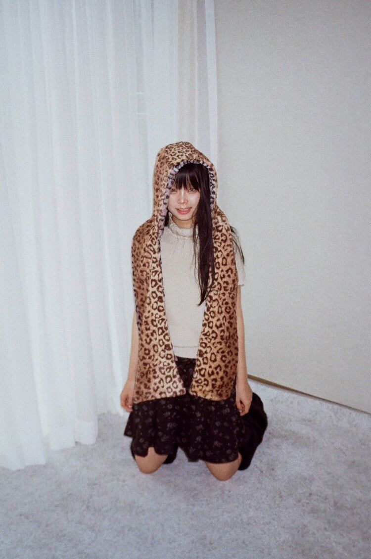 Leopard reversible hood muffler (brown)