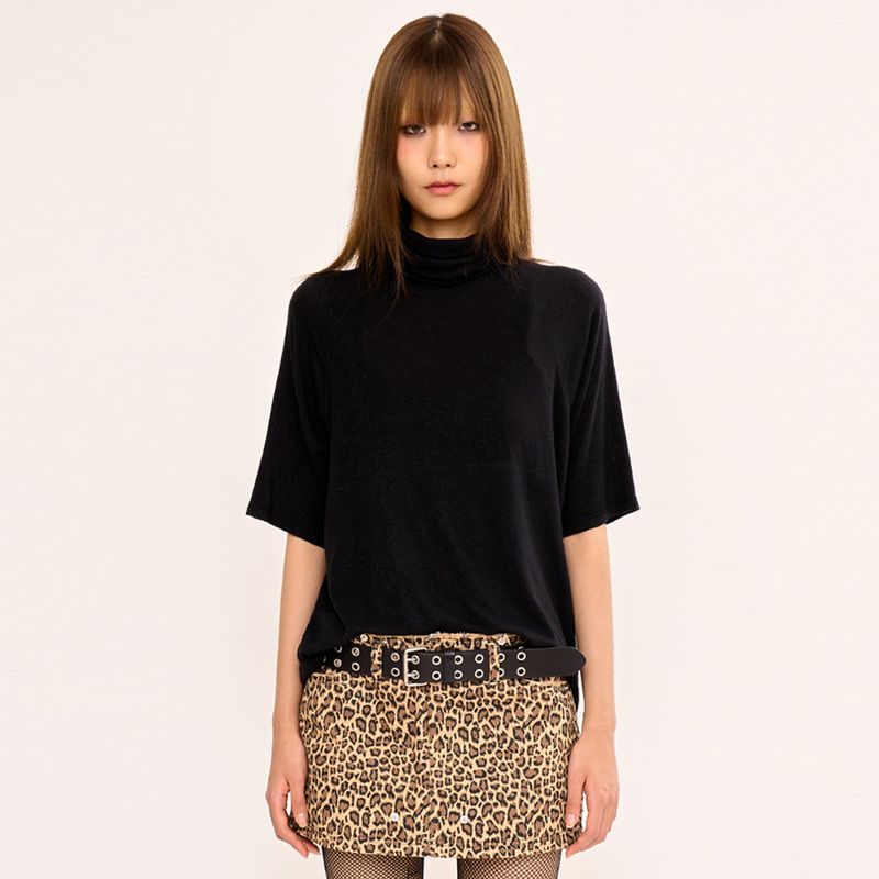 Turtle Neck Top - Black
