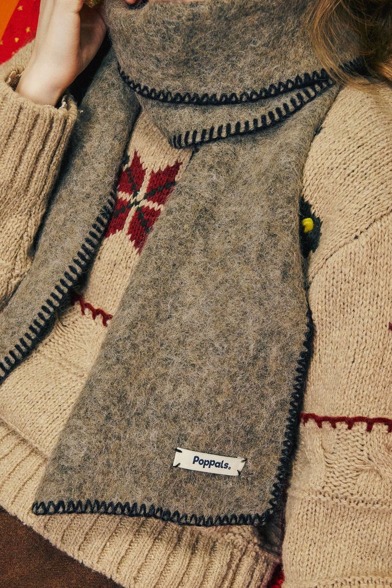 Stitch Wool Muffler [Gray]