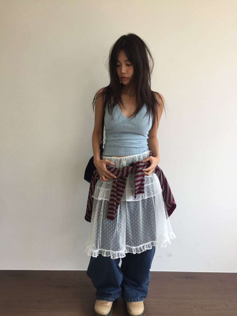 Glass Dot Layer Skirt (3color)