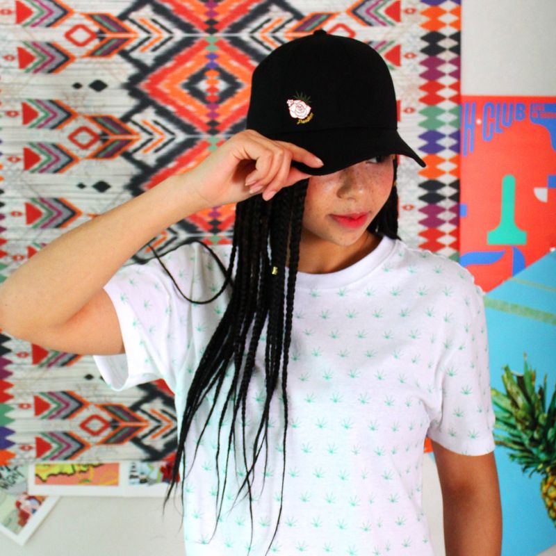 Chubasco Weed White Rose Ballcap BCB016 Black