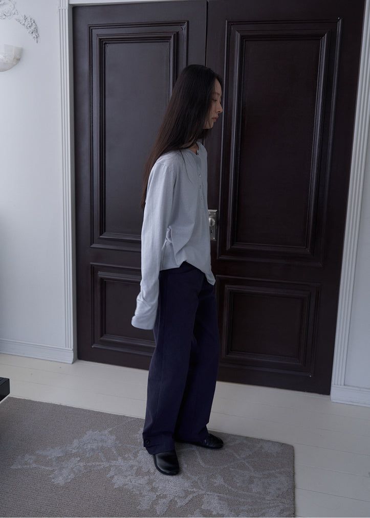Malissa Straight Cotton Pants (Navy)