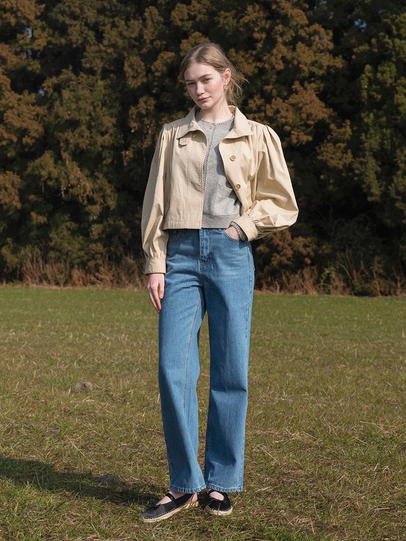 KINSLEY wide washing denim pants
