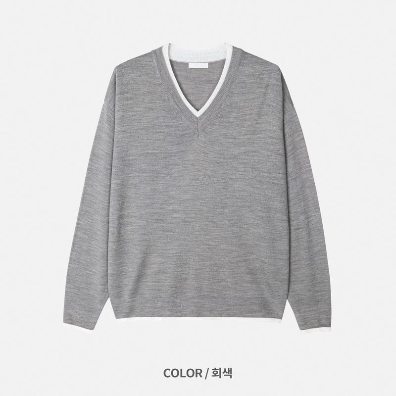 Coloring MER V-neck knit 4COLOR