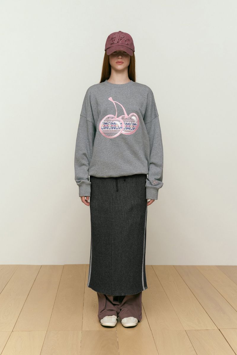 GARMENT KNIT LONG SKIRT [CHARCOAL]
