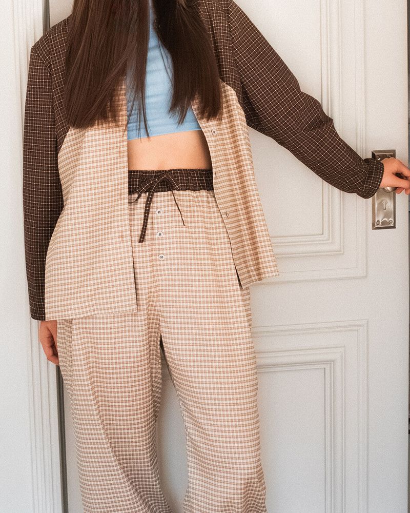 Two-tone Pajama set (Brown)