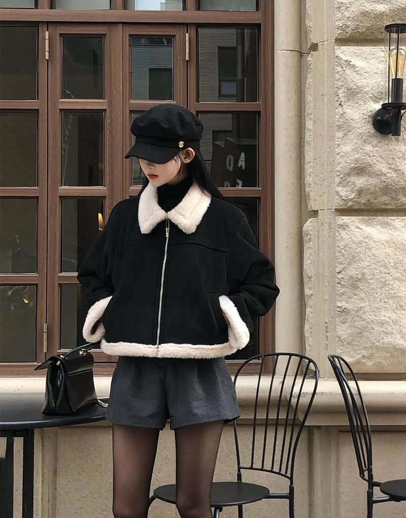 [BELLIDE MADE] Dave, suede cropped mouton jacket