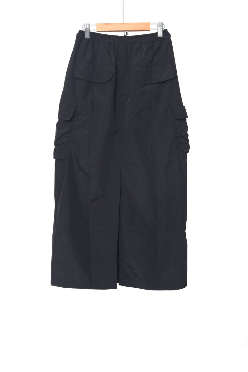nylon long cargo skirt