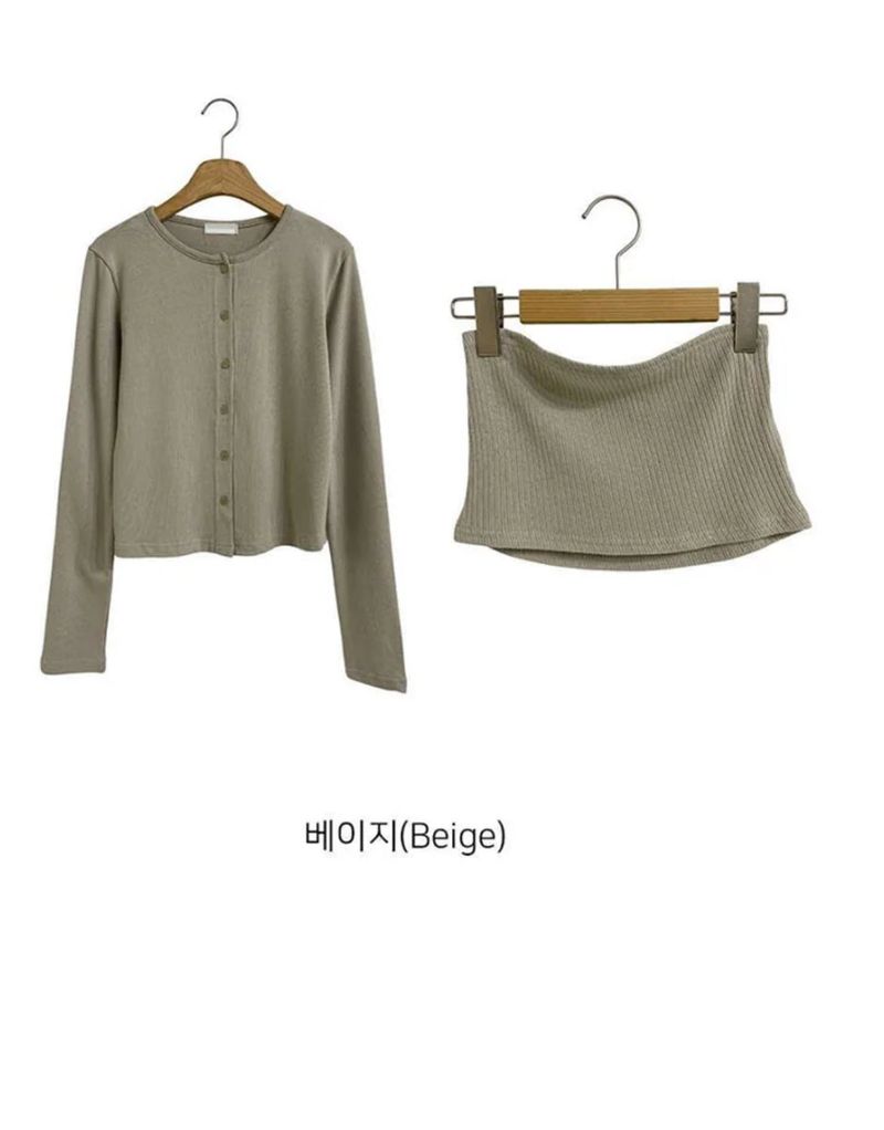 Bustier set cardigan(4color)