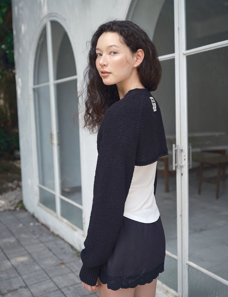 Summer Boucle Knit Bolero_Black