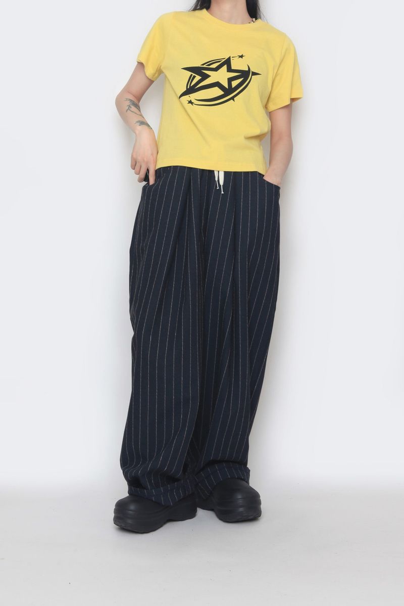 linen striped wide pants