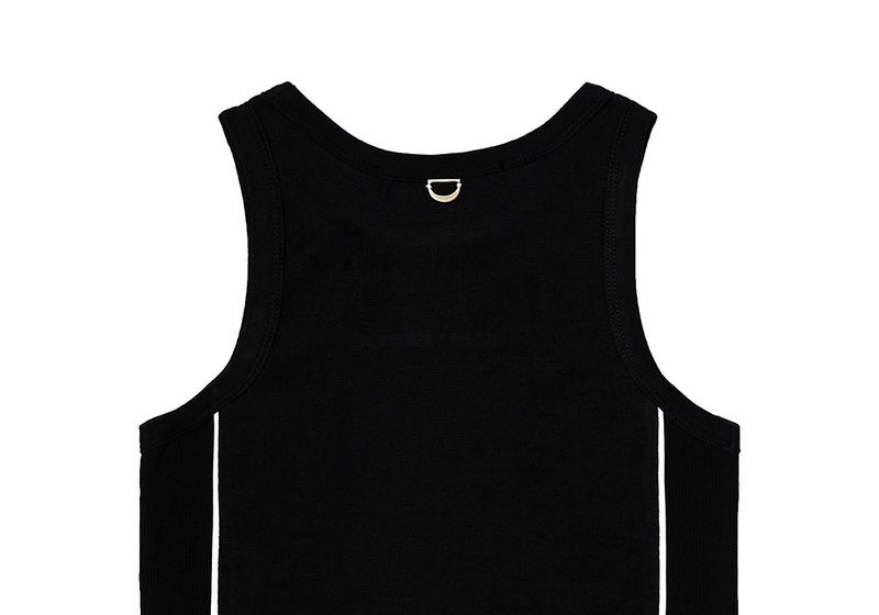 REFLECTIVE PIPING CROP TOP_BLACK