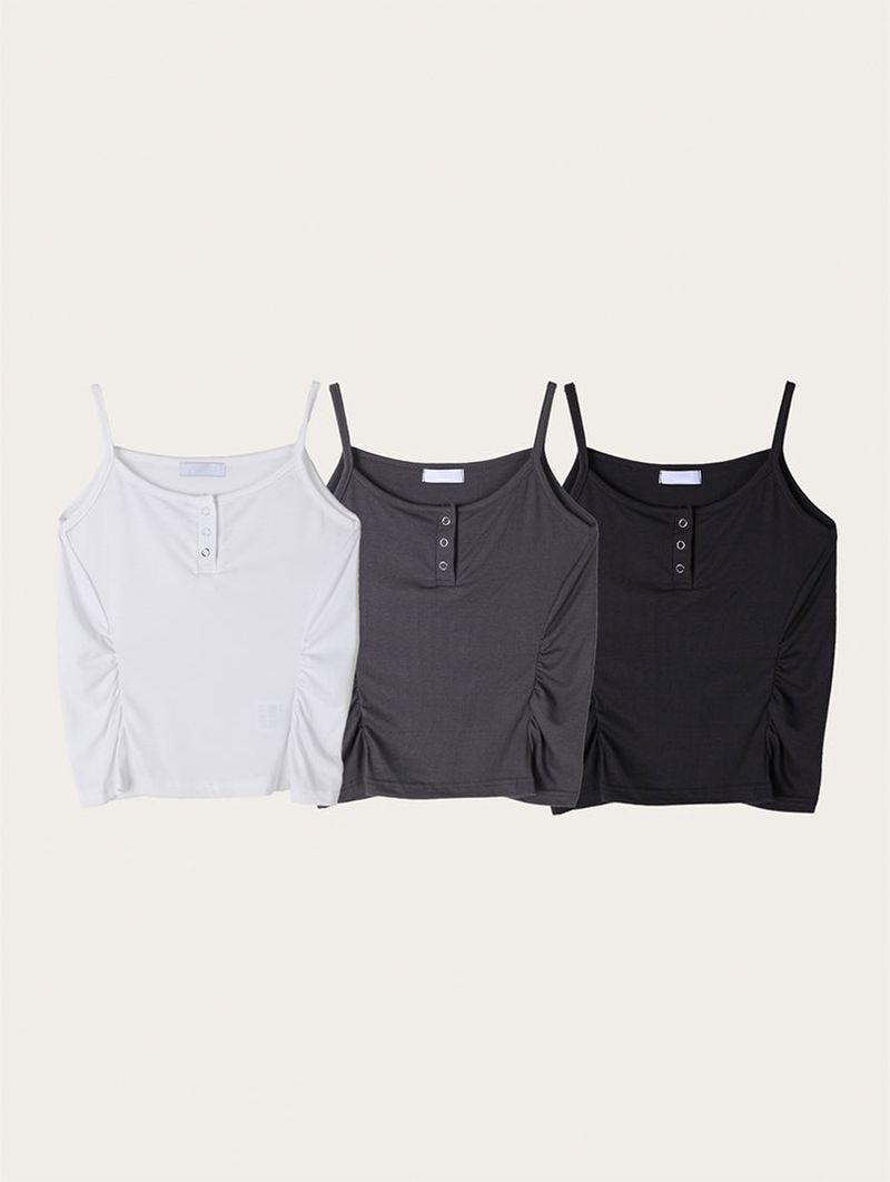 SIDE SHIRRING BUTTON SLEEVELESS (3C)