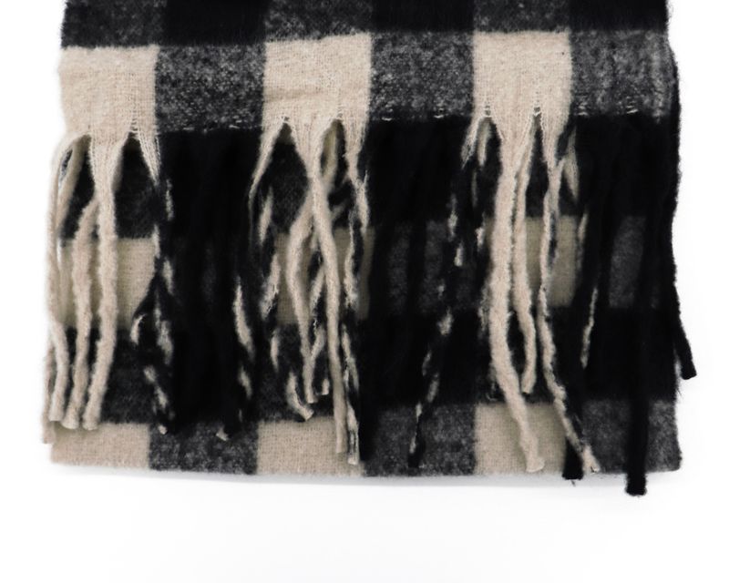 Coing brush check long muffler scarf