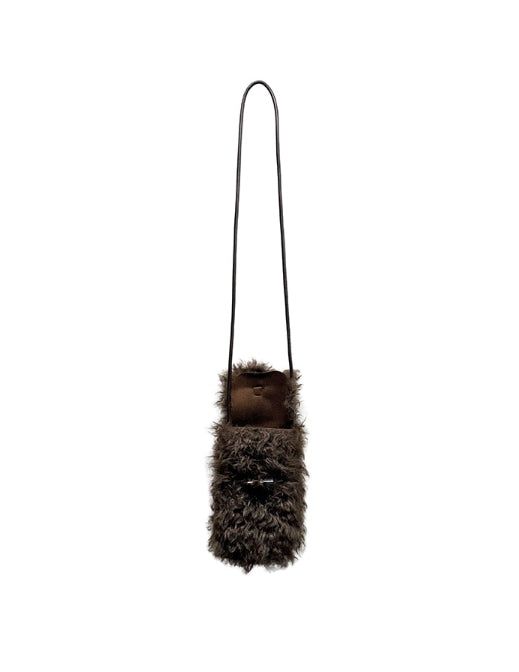 Chewy Shearling Fur Toggle Crossbody Bag