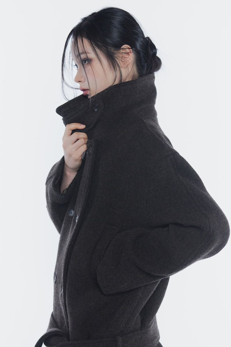AMBER BELTED DOUBLE COAT brown