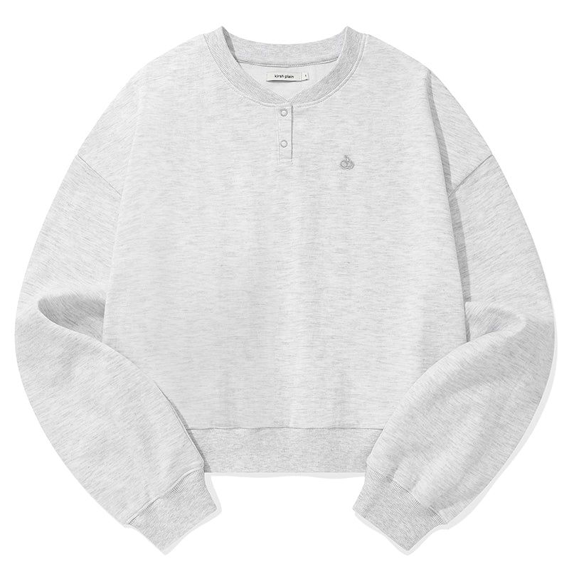 KIRSH PLAIN BUTTON POINT SWEATSHIRT [MELANGE GRAY]